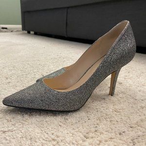 Nine West Pointed-Toe Pumps Size 8 Silver Shiny Shoes - 3 inches heel